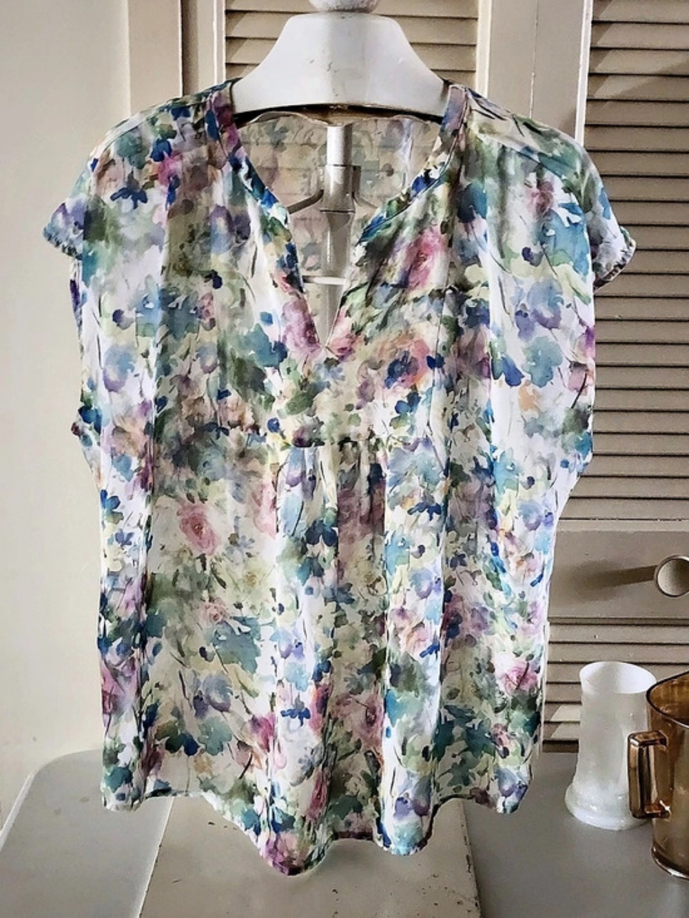 Liz Claiborne Floral Blouse in Multicolor Size XL
